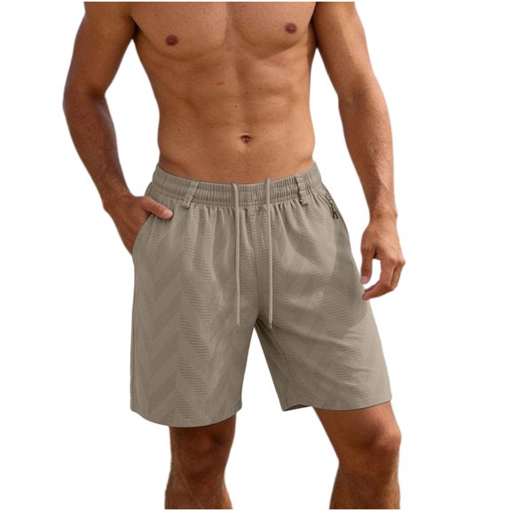 Enjoytime Casual Print Shorts for Men Elastic Waist Drawstring Stretch Summer Workout Shorts with Zipper Pockets