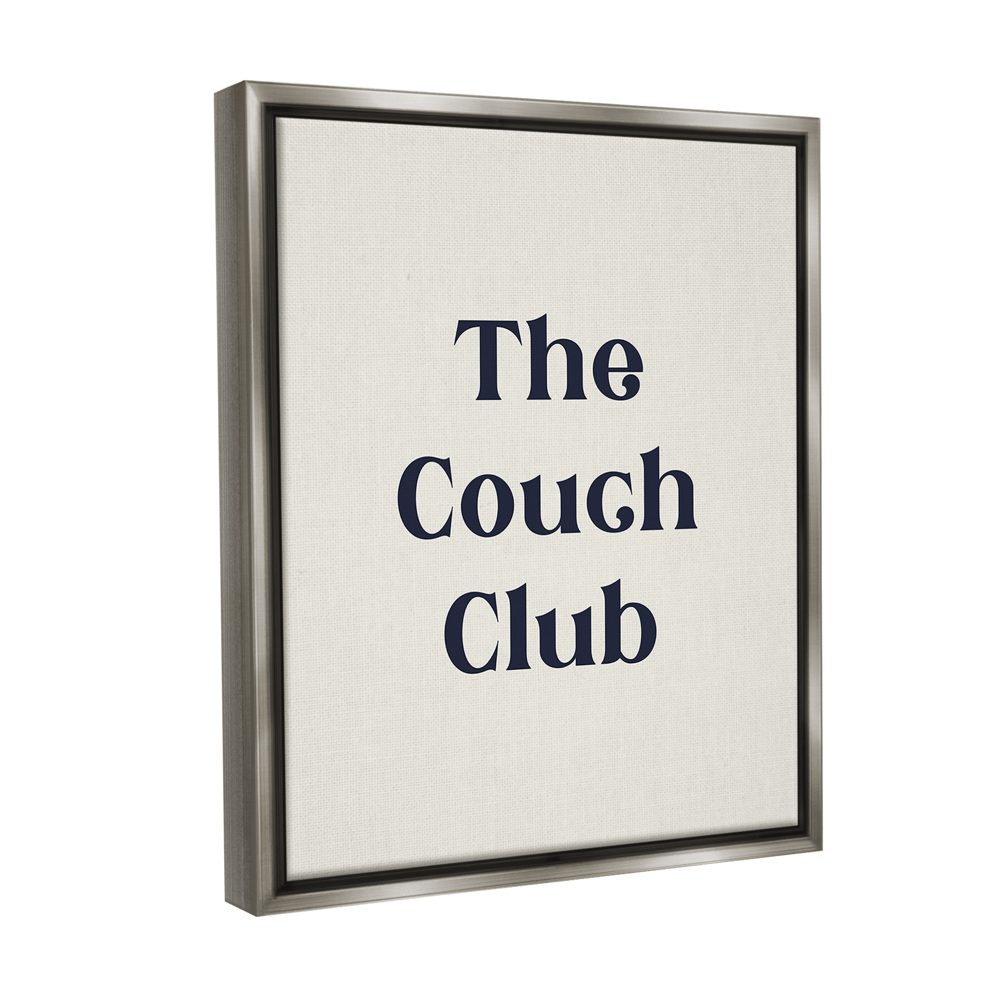 Stupell Industries Minimal Couch Club Typography Painting Gray Floater Framed Canvas Art Print Wall Art, 25 x 31