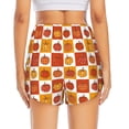 thumbnail image 2 of Lsque Pumpkin Plaid Printed Women's Running Shorts with Liner Pockets,Elastic Quick Dry Workout Athletic Gym Yoga Shorts,Womens High Waist Shorts-Medium, 2 of 9