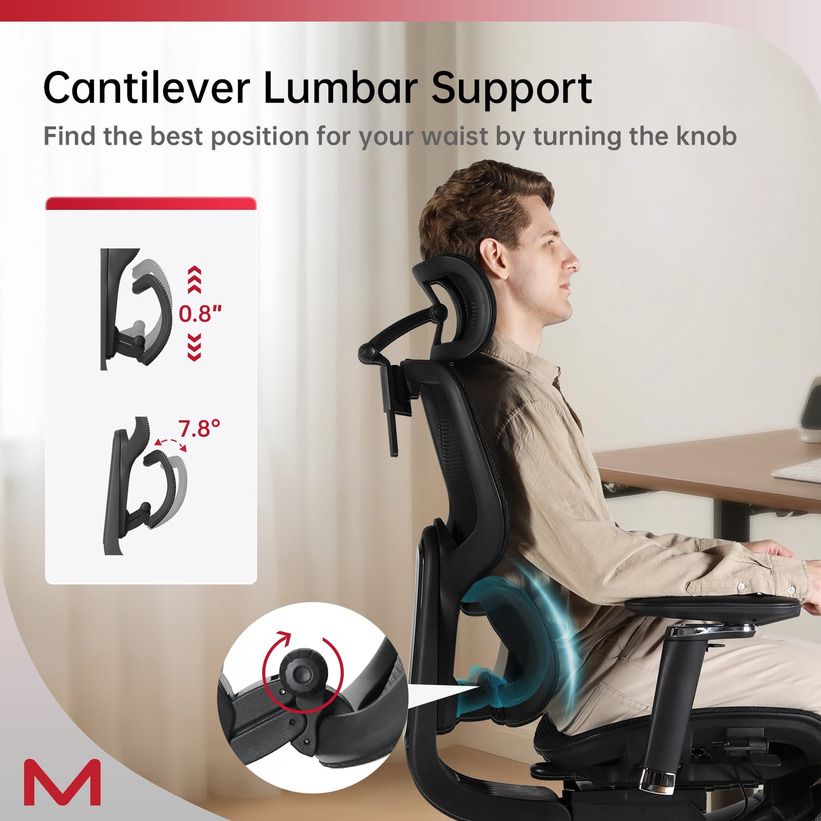 Professional  Ergonomic Mesh Office Chair with Dynamic Lumbar Support & 3D Headrest, Dual-Axis Armrests, 136° Recline, 300LBS