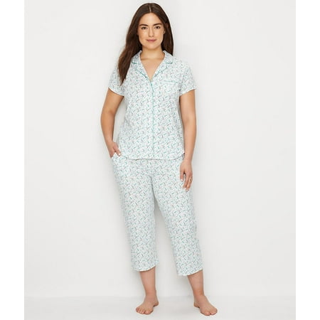 Karen Neuburger Womens Pajamas - Karen Neuburger Girlfriend Knit Butterfly Capri Pajama Set