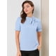 thumbnail image 2 of Top Elegante De BluDe ManCorDe OficiDe Las Camisas Del Cuello De PajariDe Las Mujeres Azul claro XS, 2 of 6