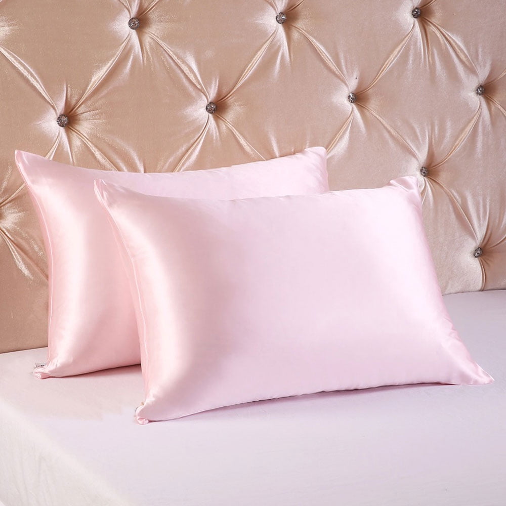 Details about   Plain Satin Silk Pillowcase Pillow Case Cover Standard King Queen Cushion Cover 