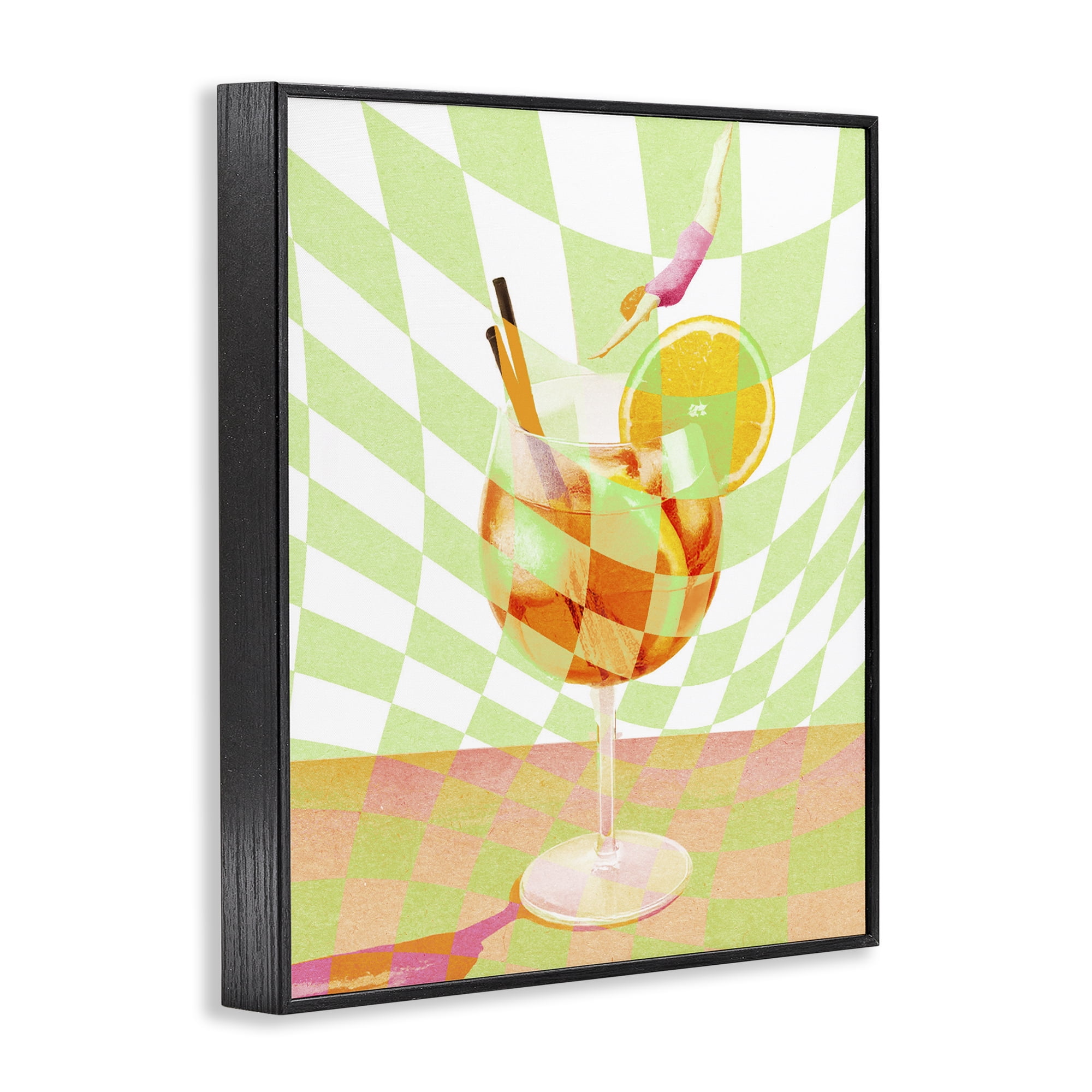 Retro Swimmer Summer Cocktail Black Framed Giclee Art, design by Lil' Rue