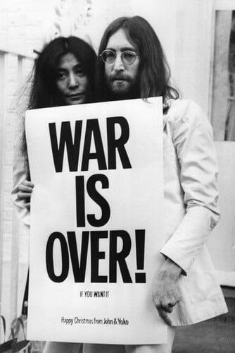 John Lennon Yoko Ono 24x36" Canvas Poster Print Bed-in for Peace Frame Ready 