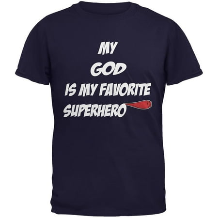 God is My Superhero Navy Adult T-Shirt