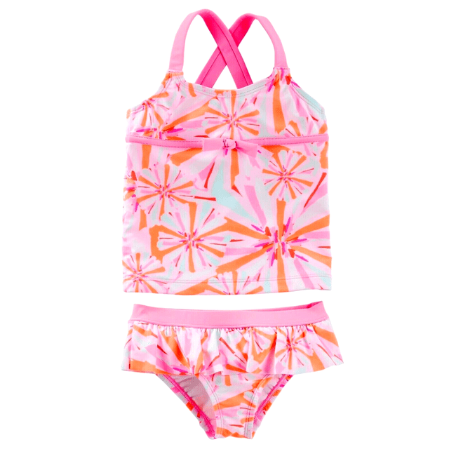 OshKosh Baby Girls 2-PC Swim Set FIREWORKS Swimwear Tankini Rashguard UPF 50+ Sun Protection 2T/3T/4T