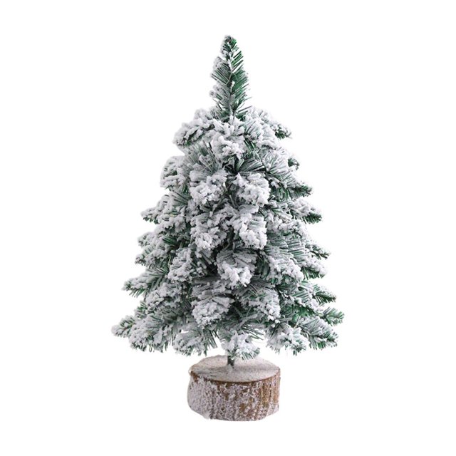 Tabletop Christmas Tree Decorations White Flocked Plastic Tree 16 in Height for Home Desktop Snow Scene Display