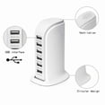 thumbnail image 5 of USB Charging Station Hub, Portable Smart 6A 30W 6 Port USB Wall Charger, Desktop Charging Multi Ports Rapid Adapter for Cellphones iPad iMac MacBook Camera PC & Laptop (White), 5 of 8