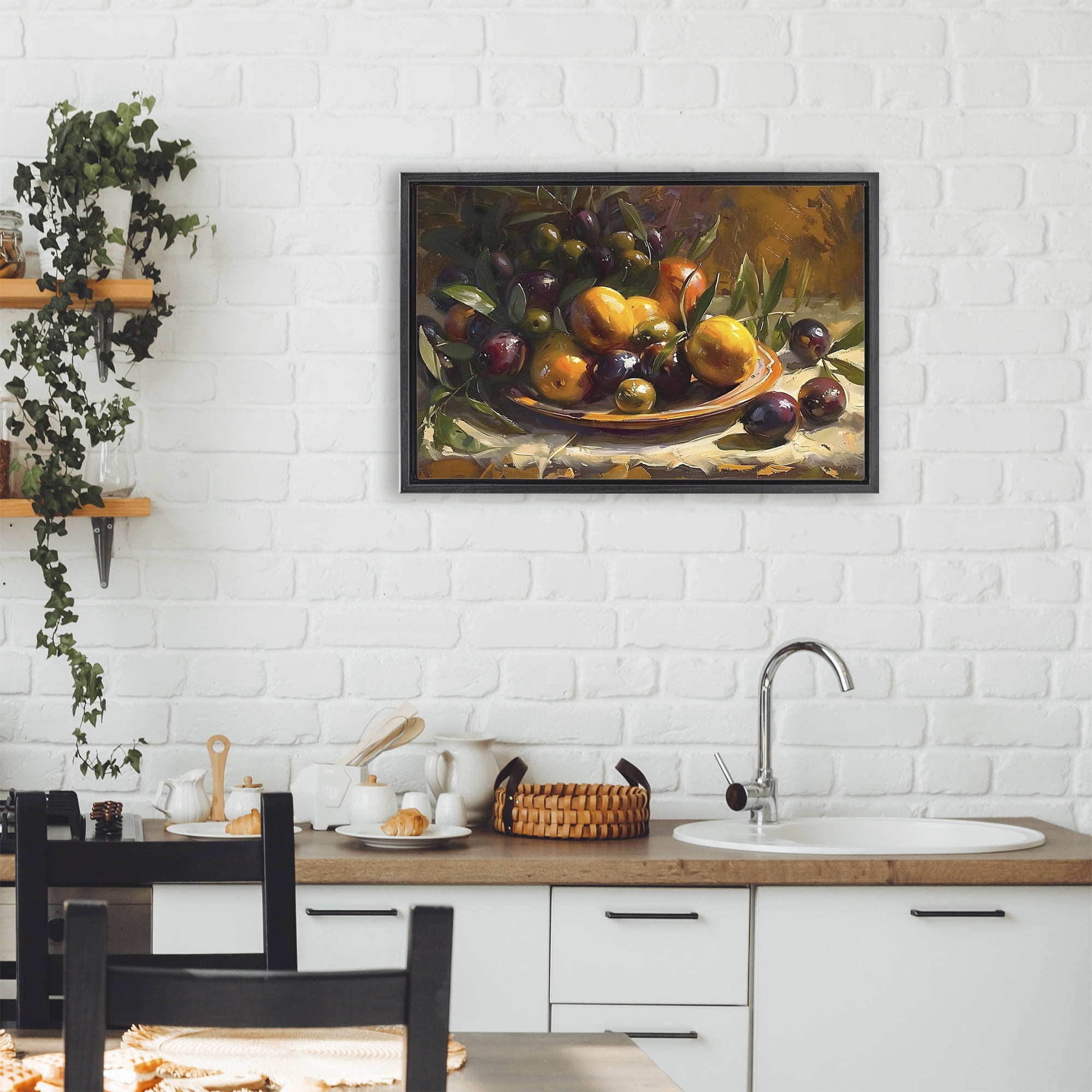 Stupell Industries Array of Olives & Citrus Black Framed Floater Canvas Wall Art, design by Creative Studio