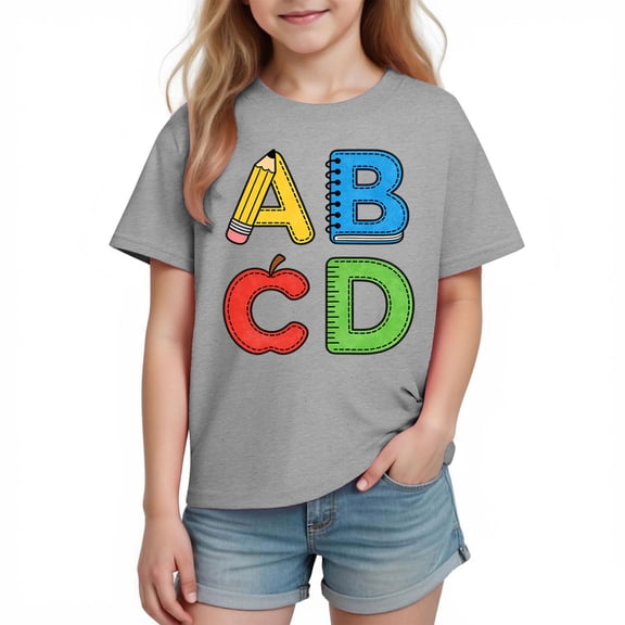 Babcutegg Shirts for Kid Boys Casual Fashion Crew Neck Pullover Back to School Wear Boys Summer Uniform Gray Size 4 T