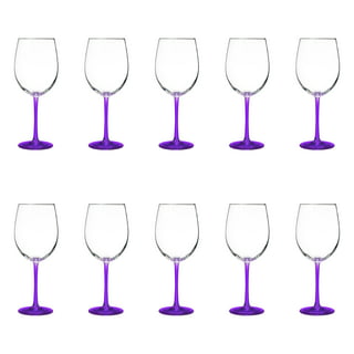 Set of Three Purple Wine Glasses With Clear Stems Fancy Wine Glasses