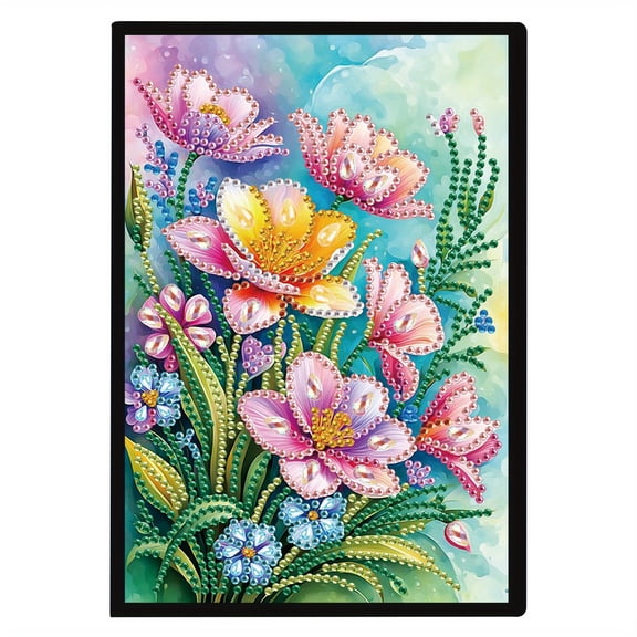Diamond Painting Notebook Kit Beautiful Flower DIY Art Craft Kit A5 Perfect Creative Gift Ideal for Painting, Writing, and Notebook Use