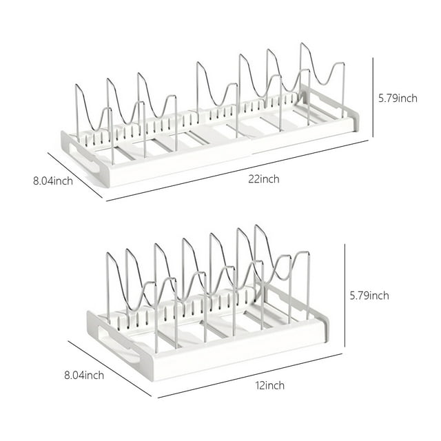 Clearance! Rewenti Pot Rack Organizer Expandable Pot Organizer for Cabinet Pot Lid with Adjust Compartment for Kitchen Cabinet Cookware Baking Frying Rack