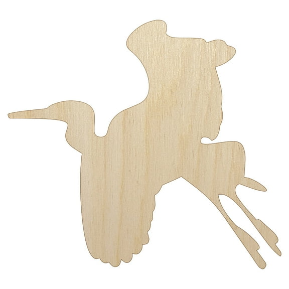 Stork Flying Solid Wood Shape Unfinished Piece Cutout Craft DIY Projects - 4.70 Inch Size - 1/8 Inch Thick