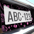 thumbnail image 6 of 1 Pcs Pink Gothic Pattern License Plate Frame, License Plate Cover for Car Decorative Parts, Aluminum License Plate Bracket Holder Rust-Proof Weather-Proof for US Standard Car, 6 of 9