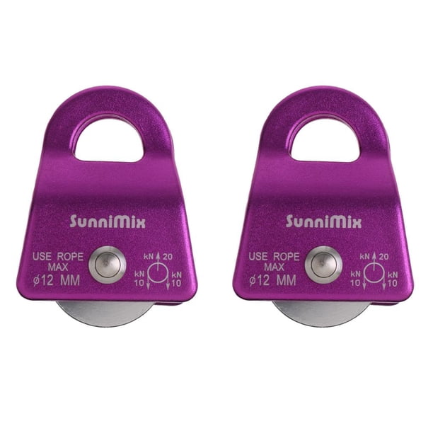 2Pcs / Set 20KN Polea Móvil de General para Aparejos de Arbolista de Escalada Púrpura