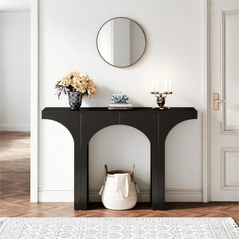 Fnova 47" Modern Console Table with Arched Design, Narrow Sofa Table for Entryway, Hallway, Living Room, Foyer Accent Table, Easy Assembly
