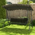 thumbnail image 2 of YYAo 3-Seat Outdoor Porch Canopy Swing with Adjustable Shading-Brown, 2 of 11