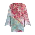 thumbnail image 6 of Sksloeg Women's Lightweight Open Front Cardigans 3/4 Sleeve Floral Printed Kimonos Casual Soft Drape Fall Cardigan Button Down T Shirts,Multicolor M, 6 of 6
