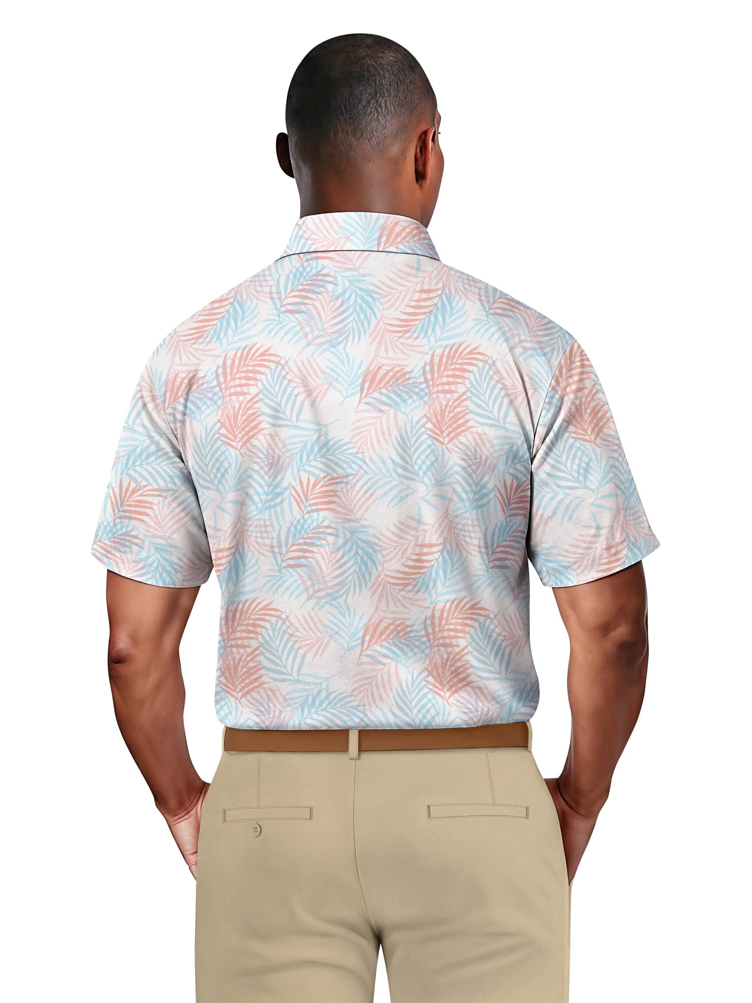 Ben Hogan Men's & Big Men's Performance Textured Multi-color Tropical Short Sleeve Polo Shirt, up to 5XL