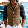 thumbnail image 4 of Miqool Mens Formal Suit Vest Sleeveless Button Front Lightweight Waistcoat Business Work Office Blazer with Multiple Pockets, 4 of 7