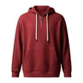 thumbnail image 4 of KHONTS Men's Pullover Quarter Zip Hoodies Casual Long Sleeve Drawstring Hooded Sweatshirt with Pocket Red XL, 4 of 4