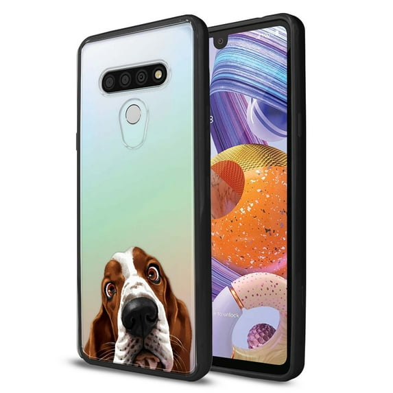 FINCIBO Slim TPU Bumper + Clear Hard Back Cover for LG Stylo 6 6.8" 2020, Animal Basset Hound Dog