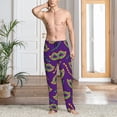 thumbnail image 2 of Gukieu Carnival Masks and Beads Print Men's Home Trousers, Elastic Drawstring Home Pajamas Clothing Suitable for Adult Men-Small, 2 of 6