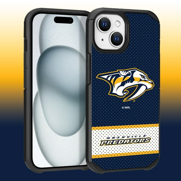 Apple iPhone 15 Plus - NHL Licensed Nashville Predators Team Logo on Jersey Textured Dual Layer Case