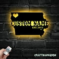 thumbnail image 3 of Craftnamesign Custom Iowa Map Metal Wall Art LED Sign, Custom Iowa State Name Sign Home Decor, 3 of 5
