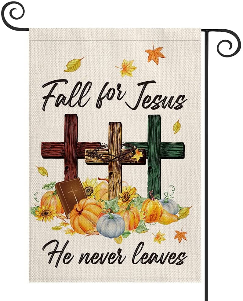 Autumn Maple Leaves Fall For Jesus He Never Leaves Flag 