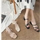 thumbnail image 3 of Sandalias de tacón cuadrado para mujer, zapatillas elegantes de cuero con cordones cruzados, a la moda, para verano, 2023, 3 of 4