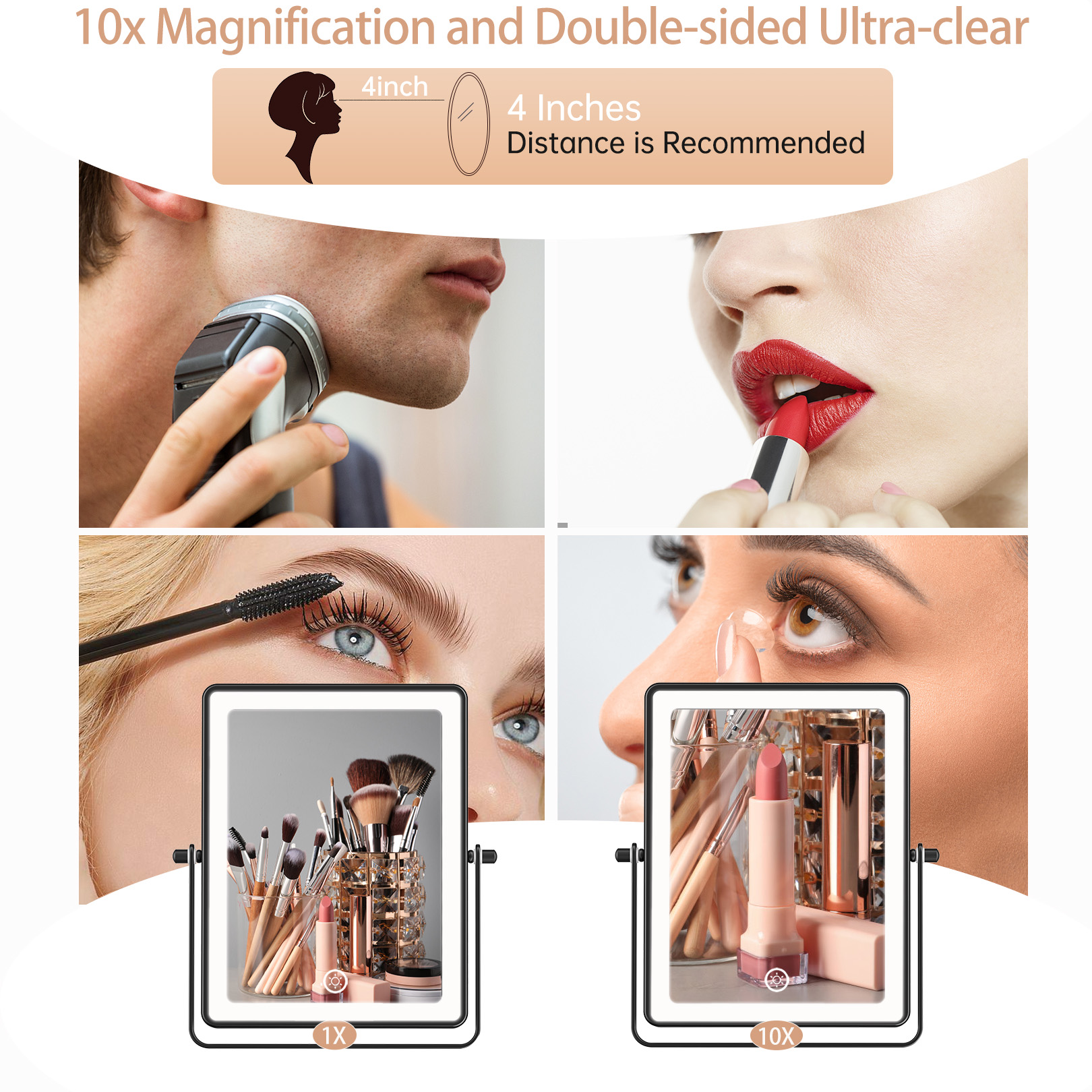 Funtouch Double Sided Magnifying Wall Mirror 8.7 Inch Black photo 4