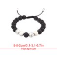 thumbnail image 3 of Mode Correspondant Bracelets Réglable Noir Mat Roches Diffuseur Bracelet de Prière Perles Femmes Accessoires Cadeaux pour les Hommes 8mm Pin Blanc, 3 of 6