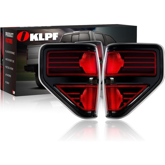 HRT Rear Brake Tail Light for 2009-2014 Ford F-150 - Red Smoked Lens (Pair)
