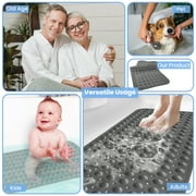 Lux Decor Collection Bath Tub Mat Non-Slip 40 x 16 Inch - Shower Mat for Bathtub with Suction Cups - Machine Washable (Gray)