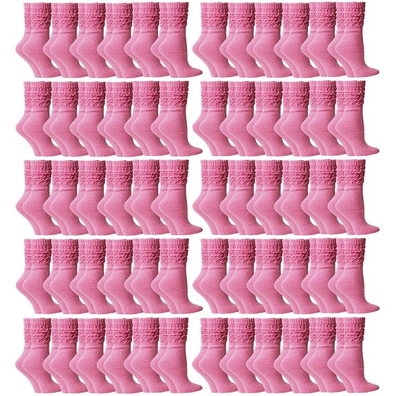 60 Pack Yacht & Smith Womens Cotton Slouch Socks, Womans Knee High Boot Socks (Solid Pink)