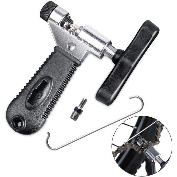 Herramienta rompecadenas, universal para quitar eslabones de cadena de 7, 8, 9 y 10 velocidades con pasadores de respaldo de acero inoxidable, cortador divisor de cadena de bicicleta fácil de usar, p