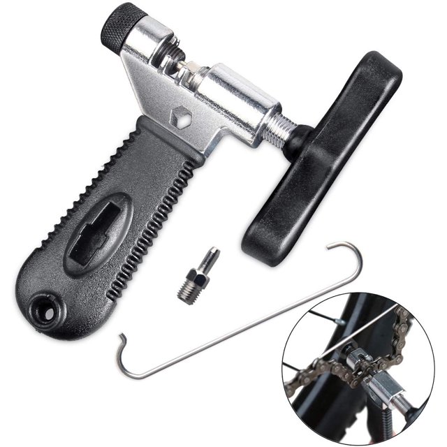 Herramienta rompecadenas, universal para 7 8 9 10 velocidadesExtracción de eslabones de cadena con pasadores de respaldo de acero inoxidable, cortador divisor de cadena de bicicleta fácil de