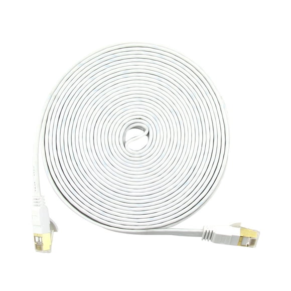 Cateissary Cable de red plano negro blanco de 1-20M Cable de red Ethernet Cat7 tipo hogar Cables de computadora blanco 5M