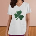 thumbnail image 2 of BiZtdJrK Womens Loose Fit V Neck Scrubs Tops with Pockets St Patricks Day Shamrock Heart Graphic Tees Shirts Holiday Short Sleeve T-Shirt White S 90% off Clearance Sale, 2 of 5