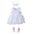 thumbnail image 2 of Rhuody 9-12 Months Cute Clothes For Baby Girls Spring Summer Round Neck Long Sleeve Sundress Floral Prints Fashion Dresses For Girls Elegance Playsuit White, 2 of 3