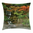 thumbnail image 1 of Lake House Decor Throw Pillow Cushion Cover, Wild Small Cascade Pouring over Steep Stones Peaceful Fall Motion Scene, Decorative Square Accent Pillow Case, 20 X 20 Inches, Orange Brown, by Ambesonne, 1 of 1