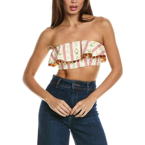 WeWoreWhat womens Ruffle Bandeau Top, 10, Yellow