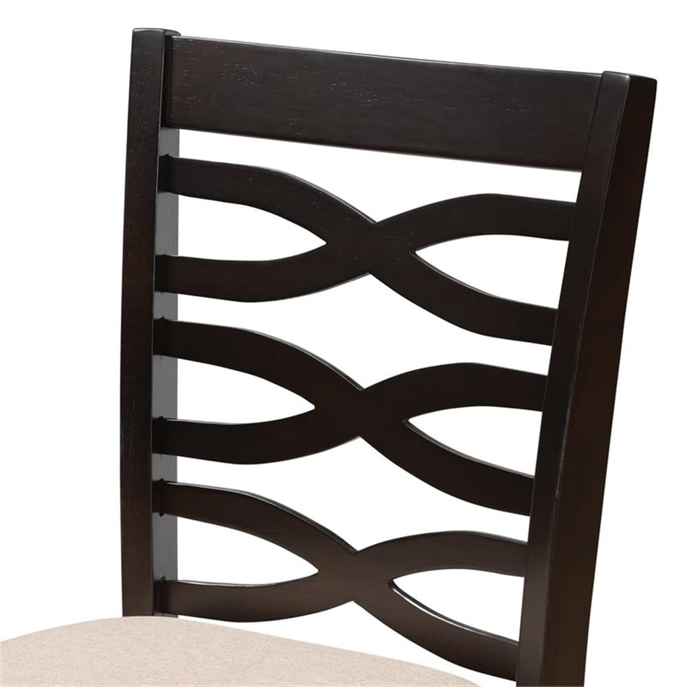 Baxton Studio Lanier Modern and Contemporary Sand Fabric Upholstered Espresso Brown Finished Wood Counter Height Pub Chair Set (Set of 2)