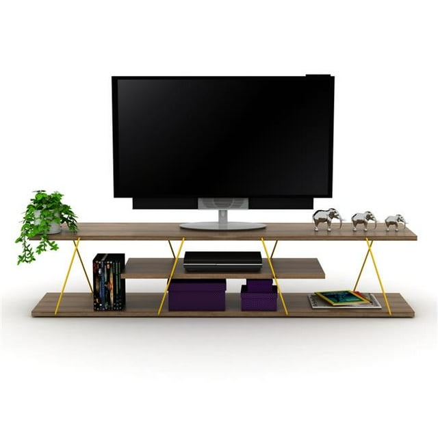 Homedora HD-TAR-TV-RF160101 TV Tars&# Unité 44; Noyer & Jaune