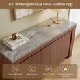 thumbnail image 4 of Aunfebrco Sideboard Buffet Cabinet with Storage and 4 Doors, Modern Kitchen Storage Cabinet with Faux Marble Top, Large Coffee Bar Cabinet for Living Room Dining Room, Walnut, 4 of 9