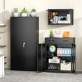 thumbnail image 3 of SOLAURA Metal Storage Cabinet with 2 Drawers,36" Black Metal Cabinets with Locking Doors and Adjustable Shelves for Home Office, Garage, Apartment, 3 of 6