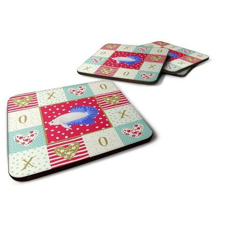 

3.5 x 3.5 in. Plakat Betta Love Foam Coaster - Set of 4